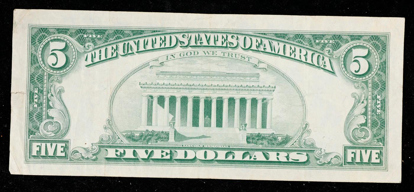 1963 $5 Red Seal United States Note Grades vf++