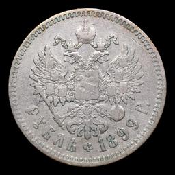 1899 Russia 1 Ruble Silver Y# 59.1 Grades Choice AU