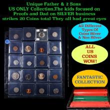 Unique Father & 2 Sons US ONLY Collection,The kids focused on Proofs and Dad on SILVER business stri