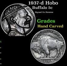 1937-d Hobo Buffalo Nickel 5c Grades Hand Carved