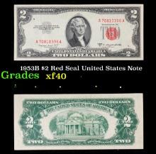 1953B $2 Red Seal United States Note Grades xf