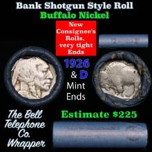 Buffalo Nickel Shotgun Roll in Old Bank Style 'Bell Telephone' Wrapper 1926 & d Mint Ends