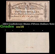 1864 Confederate States Fifteen Dollars Note Grades Choice AU/BU Slider