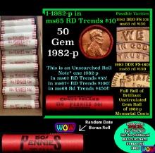 THIS AUCTION ONLY! BU Shotgun Lincoln 1c roll, 1982-p 50 pcs Plus one bonus random date BU roll! Ban