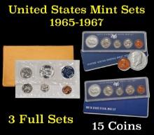 3 SMS sets 1965-1967 Run of Special Mint Sets SMS  40% Half Dollar