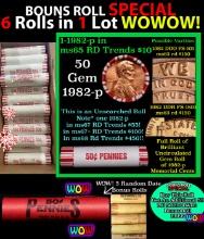 THIS AUCTION ONLY! BU Shotgun Lincoln 1c roll, 1982-p 50 pcs Plus FIVE bonus random date BU roll! Ba