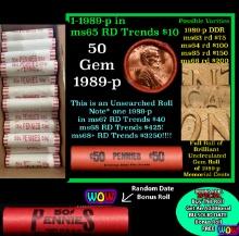 THIS AUCTION ONLY! BU Shotgun Lincoln 1c roll, 1989-p 50 pcs Plus one bonus random date BU roll! Ban