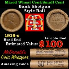 Lincoln Wheat Cent 1c Mixed Roll Orig Brandt McDonalds Wrapper, 1919-s end, Wheat other end