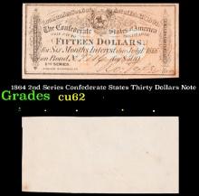 1864 2nd Series Confederate States Thirty Dollars Note Grades Select CU