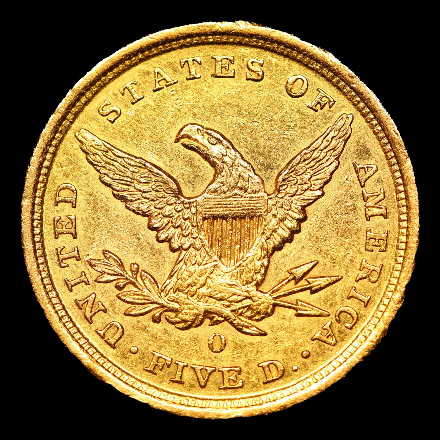 ***Auction Highlight*** 1840-o Gold Liberty Half Eagle Near Top Pop! $5 Graded ms62 By SEGS (fc)