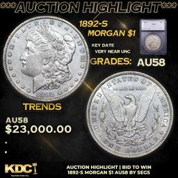 ***Auction Highlight*** 1892-s Morgan Dollar $1 Graded au58 By SEGS (fc)