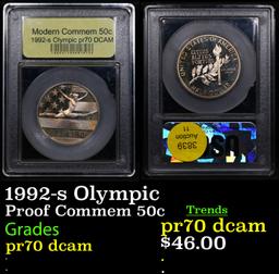 Proof 1992-s Olympic Modern Commem Half Dollar 50c Graded GEM++ Proof Deep Cameo By USCG