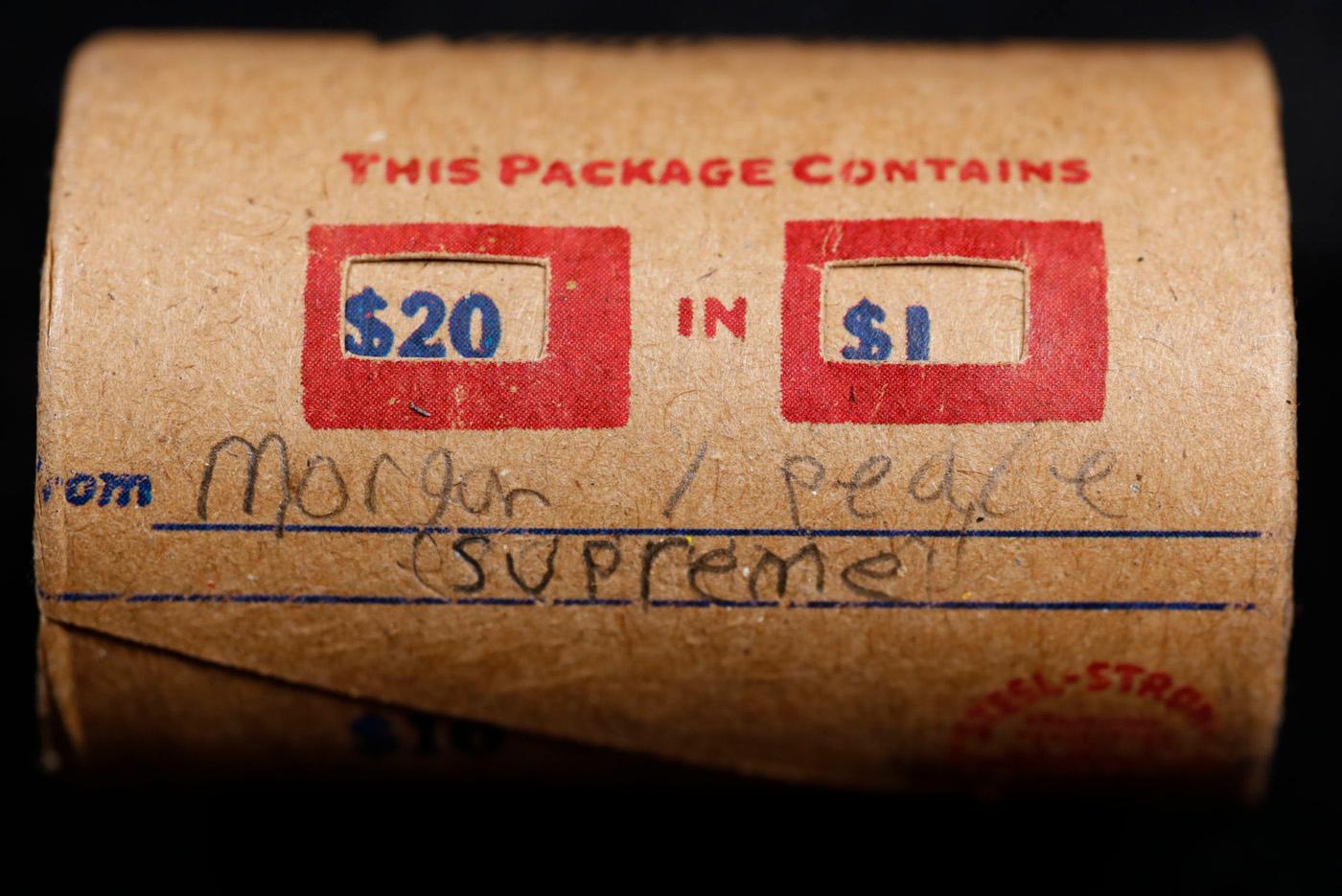 High Value - Mixed Covered End Roll - Marked "Morgan/Peace Supreme" - Weight shows x20 Coins (FC)