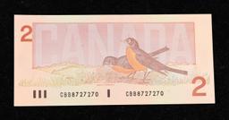 1986 Canada 2 Dollars Banknote P# 94b, Sig. Thiessen & Crow Grades Gem CU