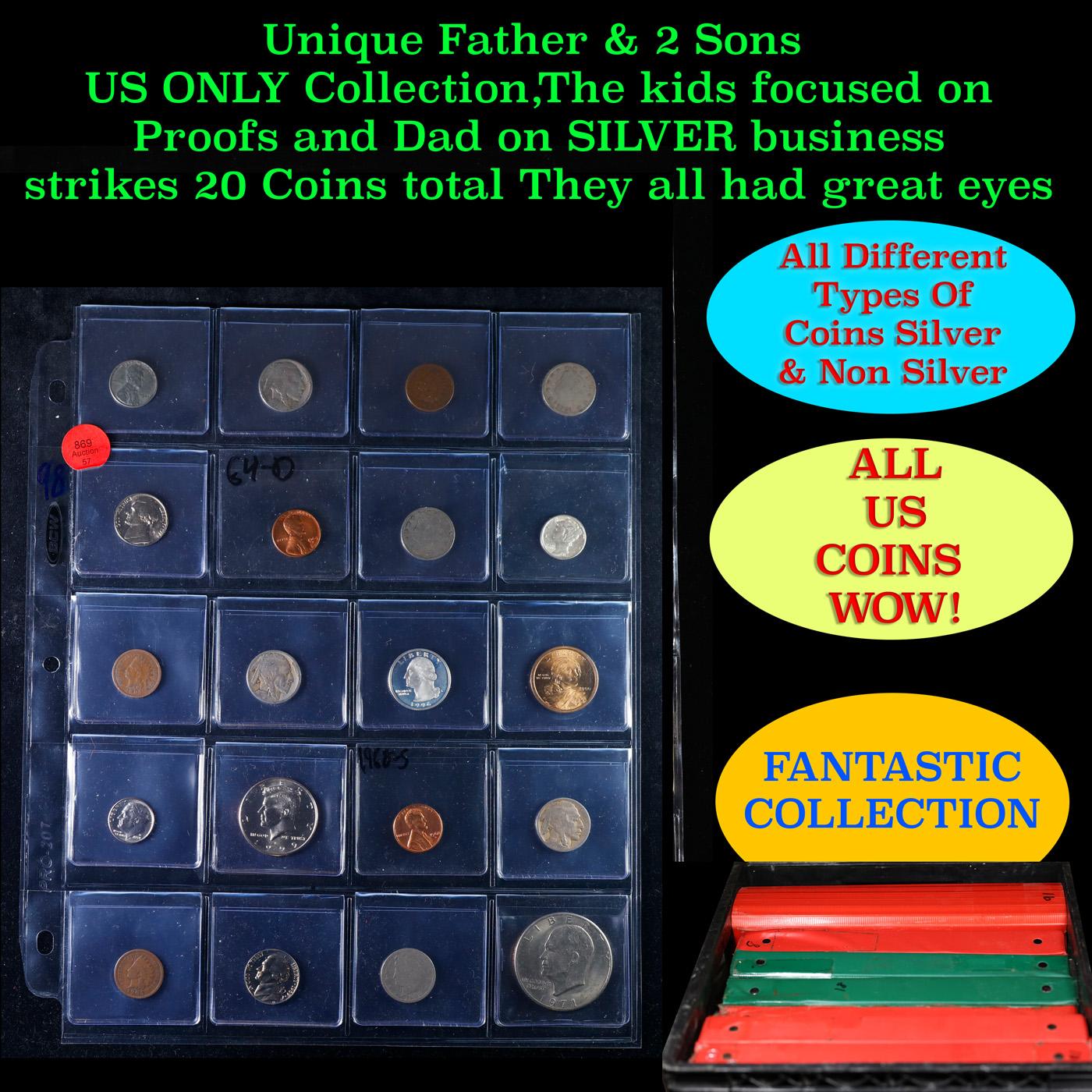 Unique Father & 2 Sons US ONLY Collection,The kids focused on Proofs and Dad on SILVER business stri