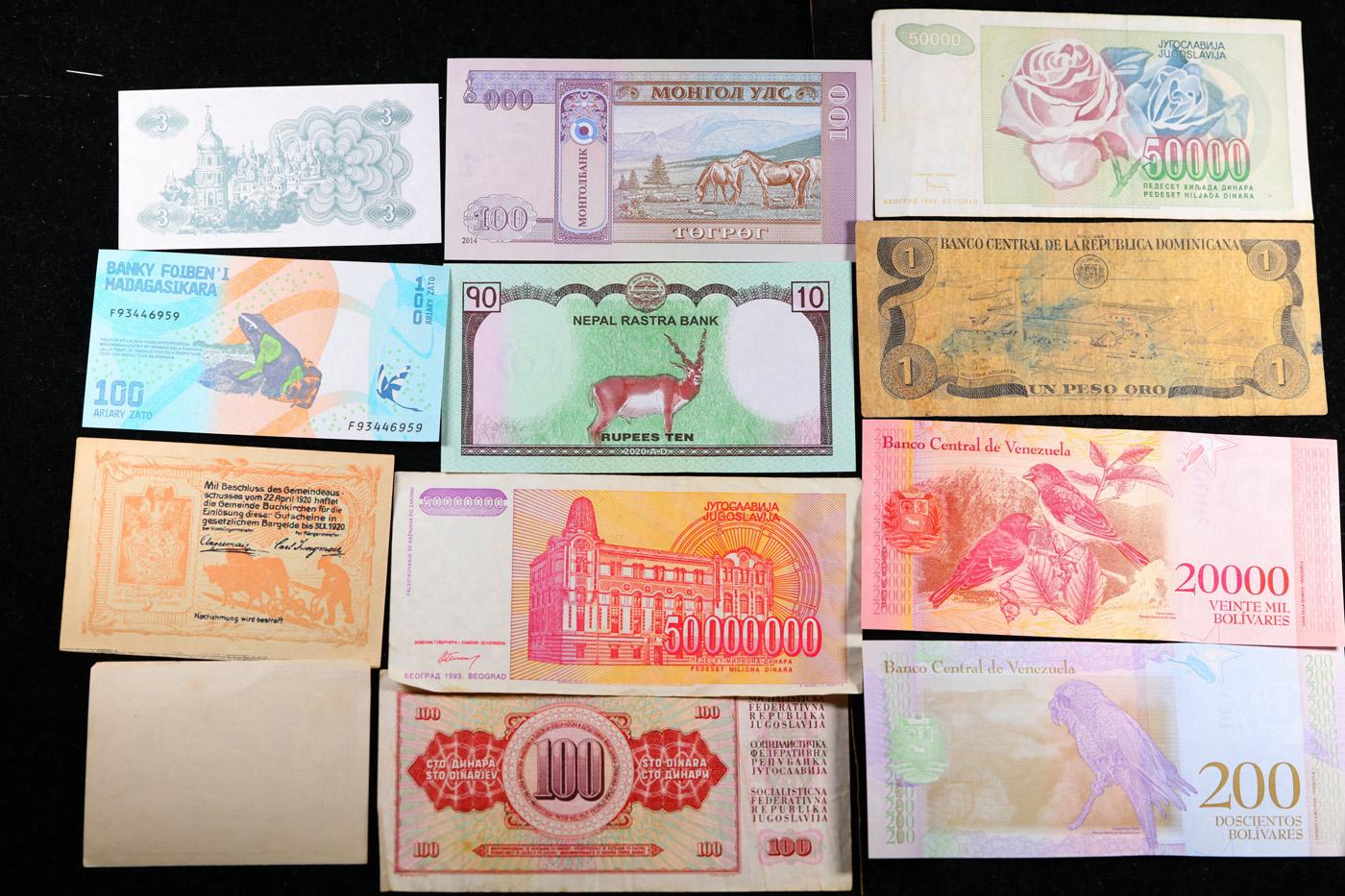 Lot of 25 Different Foreign Notes, A Variety of Countries, Dates, and Denominations!