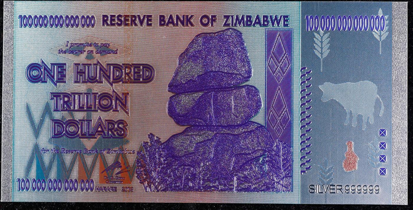 2008 100 Trillion Reserve Bank Of Zimbabwe Hyperinflation Note Grades CU