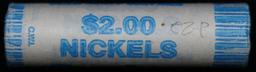 BU Shotgun Jefferson 5c roll, 2002-p 40 pcs Dunbar $2 Nickel Wrapper