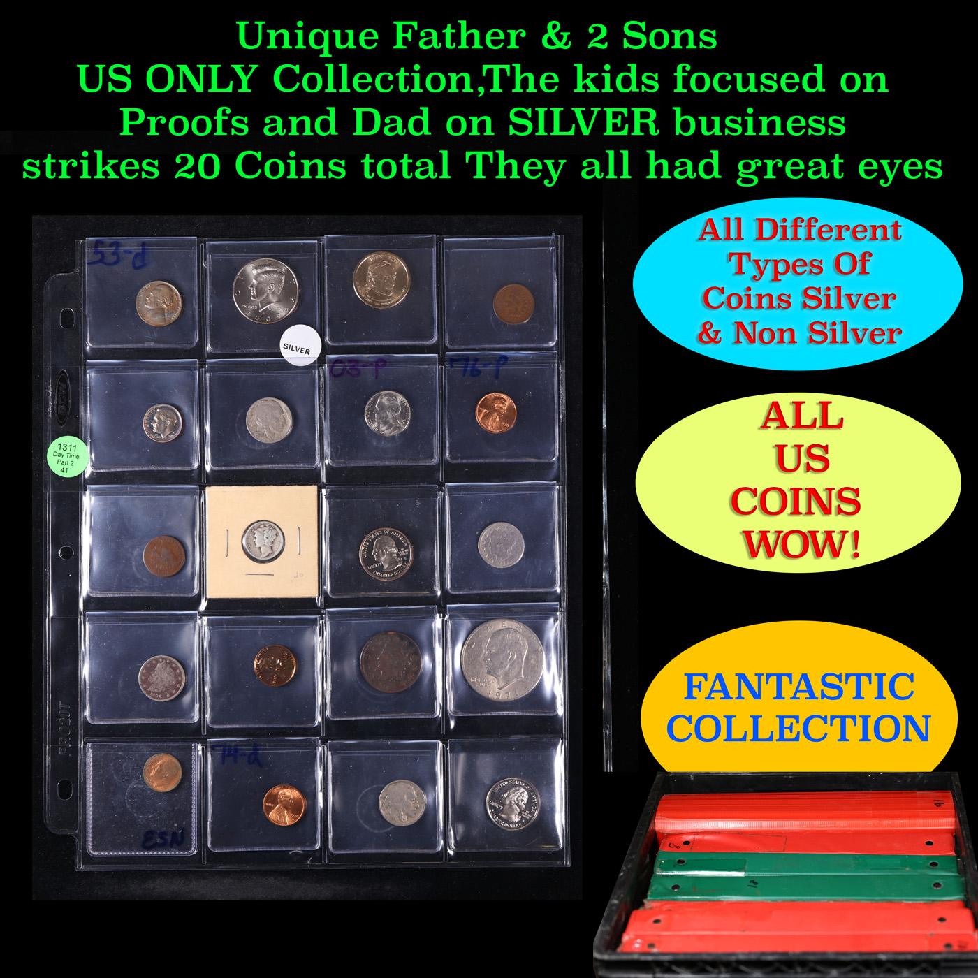 Unique Father & 2 Sons US ONLY Collection,The kids focused on Proofs and Dad on SILVER business stri