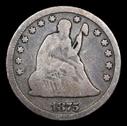 1875-p Seated Liberty Quarter 25c Grades f+