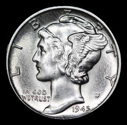 1945-d Mercury Dime 10c Grades GEM++ FSB