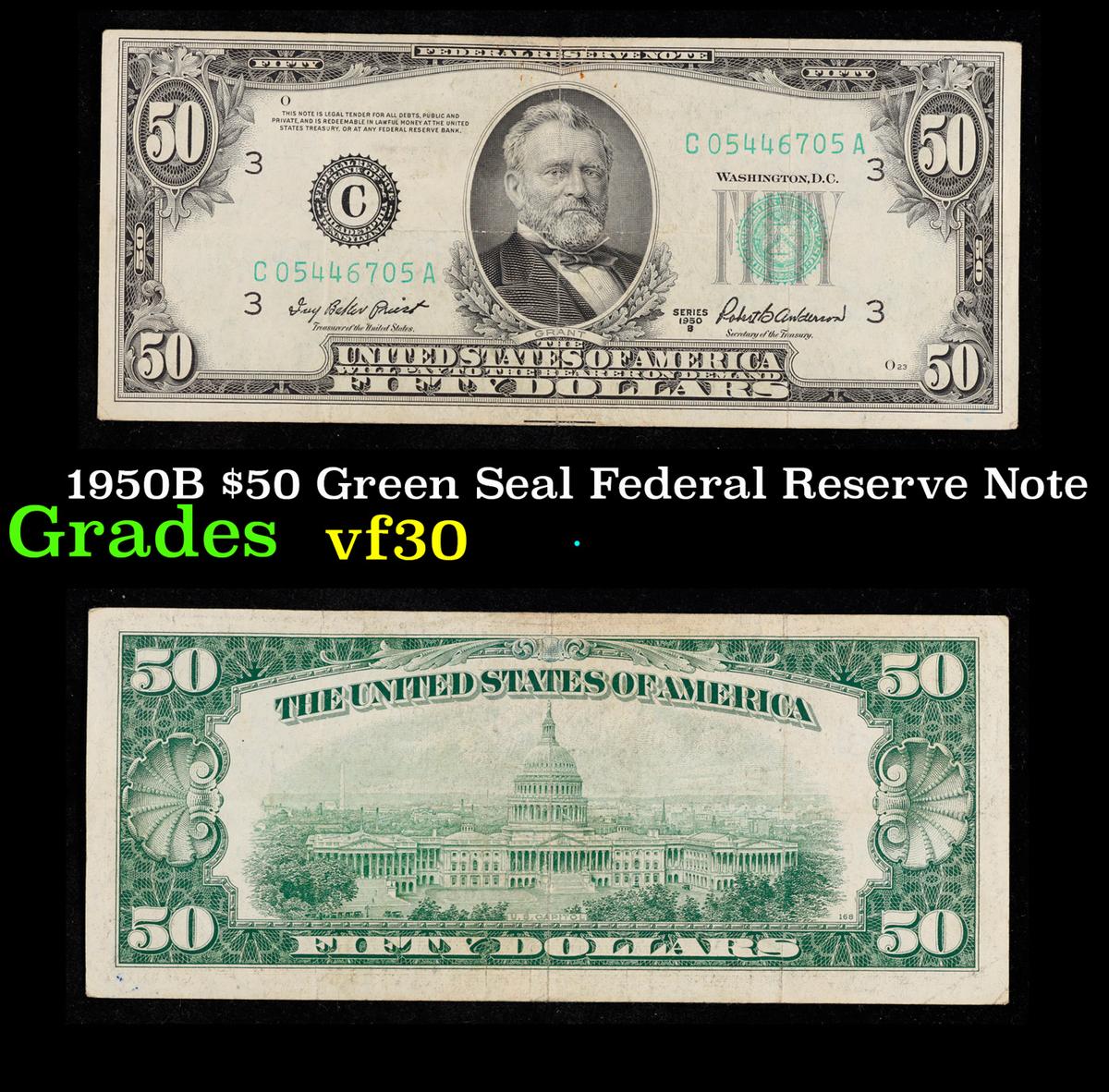 1950B $50 Green Seal Federal Reserve Note Grades vf++