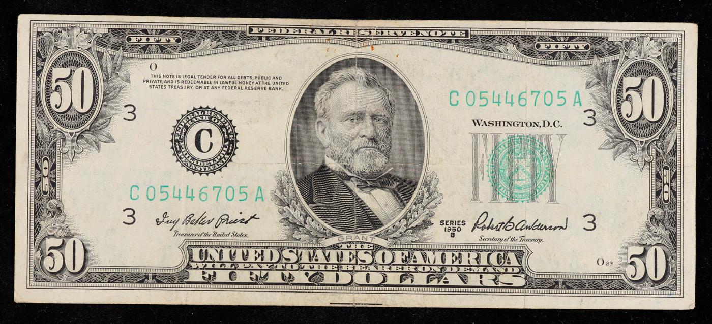 1950B $50 Green Seal Federal Reserve Note Grades vf++