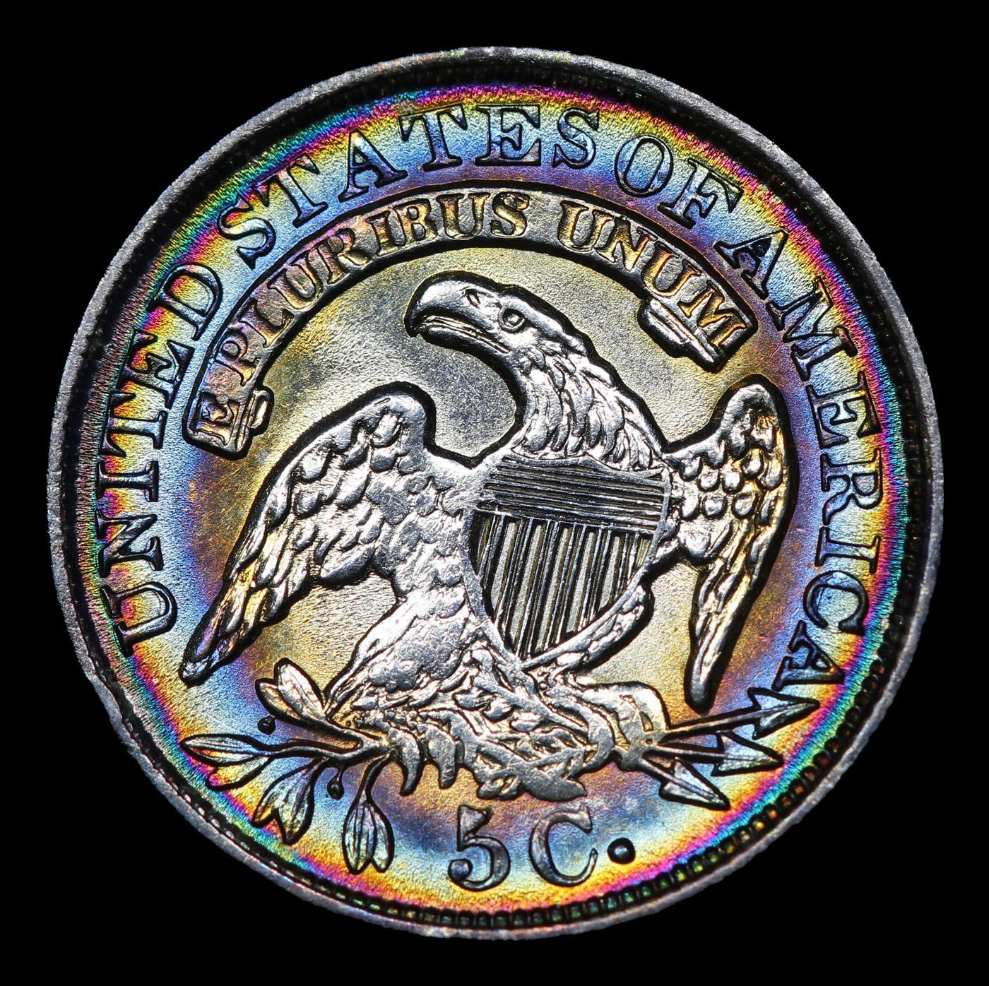 ***Auction Highlight*** 1830 Capped Bust Half Dime Rainbow Toned Near Top Pop! 1/2 10c Graded ms67 B