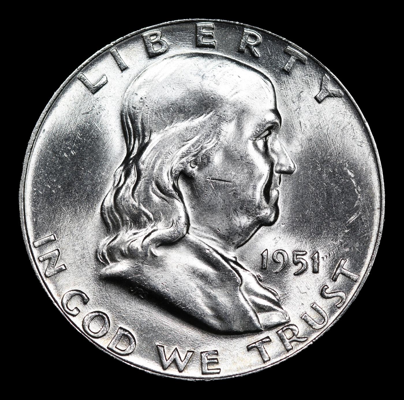 1951-p Franklin Half Dollar 50c Grades Choice Unc+ FBL