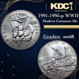 1991-1995-p WWII Modern Commem Half Dollar 50c Grades GEM+++ Unc