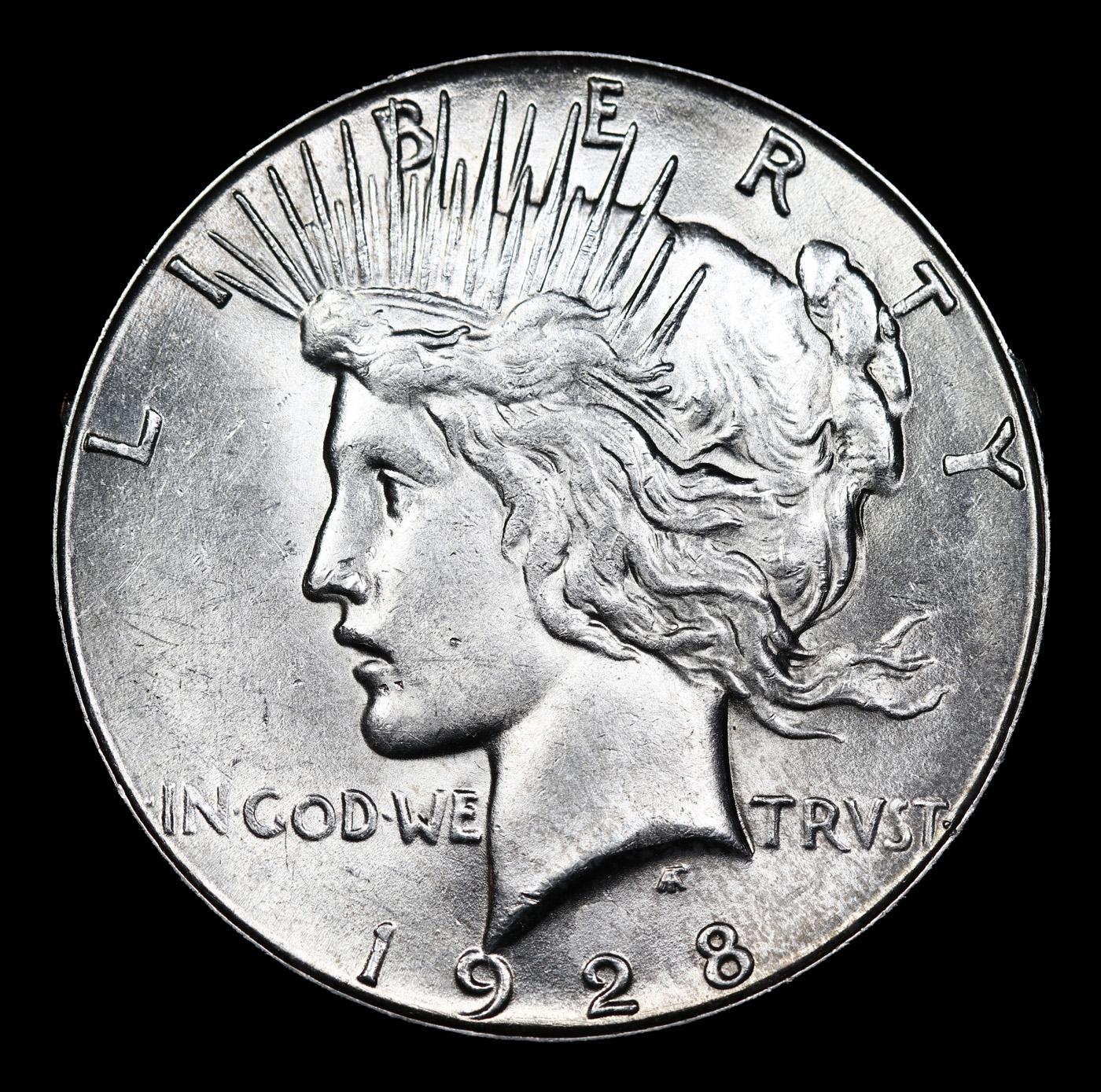 ***Auction Highlight*** 1928-s Peace Dollar $1 Grades Choice+ Unc By SEGS (fc)