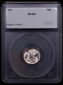 ***Auction Highlight*** 1916-p Mercury Dime 10c Graded ms66+ By SEGS (fc)