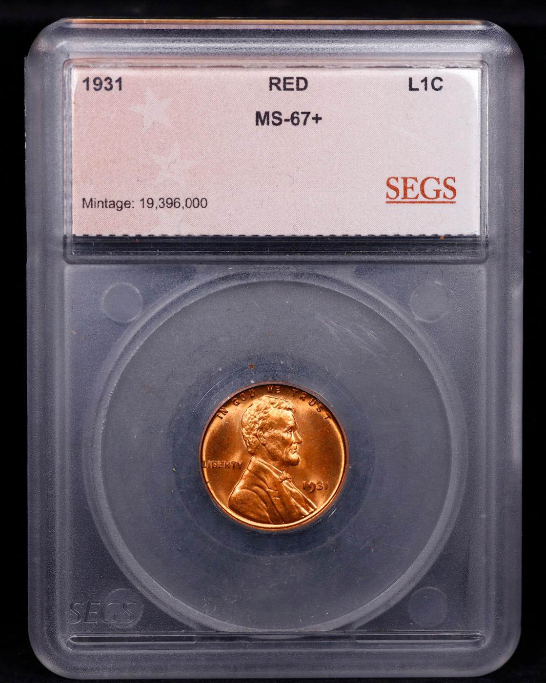 ***Auction Highlight*** 1931-p Lincoln Cent TOP POP! 1c Graded ms67+ rd By SEGS (fc)