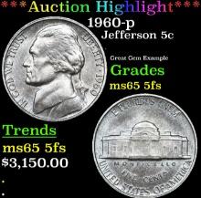 ***Auction Highlight*** 1960-p Jefferson Nickel 5c Graded ms65 5fs BY SEGS (fc)