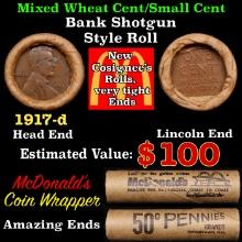 Lincoln Wheat Cent 1c Mixed Roll Orig Brandt McDonalds Wrapper, 1917-d end, Wheat other end