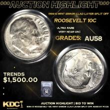 ***Auction Highlight*** PCGS 1994-d Roosevelt Dime Mint Error Clad Layer Split Off 10c Graded au58 B