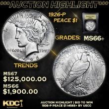 ***Auction Highlight*** 1926-p Peace Dollar $1 Graded GEM++ Unc By USCG (fc)