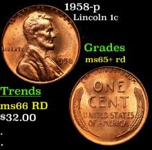 1958-p Lincoln Cent 1c Grades Gem+ Unc RD