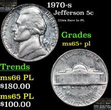 1970-s Jefferson Nickel 5c Grades GEM+ PL