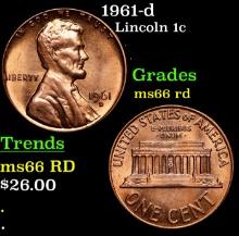 1961-d Lincoln Cent 1c Grades GEM+ Unc RD