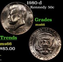 1980-d Kennedy Half Dollar 50c Grades GEM+ Unc