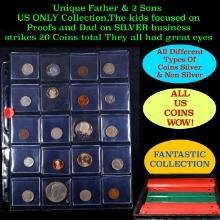 Unique Father & 2 Sons US ONLY Collection,The kids focused on Proofs and Dad on SILVER business stri