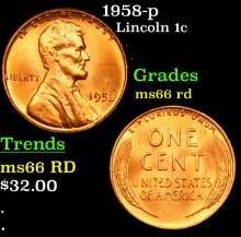 1958-p Lincoln Cent 1c Grades GEM+ Unc RD