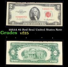 1953A $2 Red Seal United States Note Grades vf+