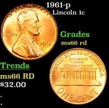 1961-p Lincoln Cent 1c Grades GEM+ Unc RD