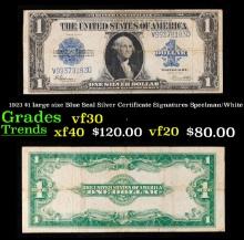 1923 $1 large size Blue Seal Silver Certificate Grades vf++ Signatures Speelman/White