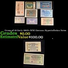 Group of 10 Early 1900's WWI German Hyperinflation Notes