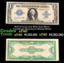 1923 $1 large size Blue Seal Silver Certificate Grades xf Signatures Woods/White