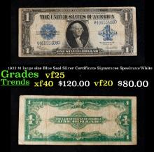 1923 $1 large size Blue Seal Silver Certificate Grades vf+ Signatures Speelman/White