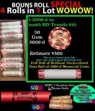 THIS AUCTION ONLY! BU Shotgun Lincoln 1c roll, 2006-d 50 pcs Plus THREE bonus random date BU roll! B